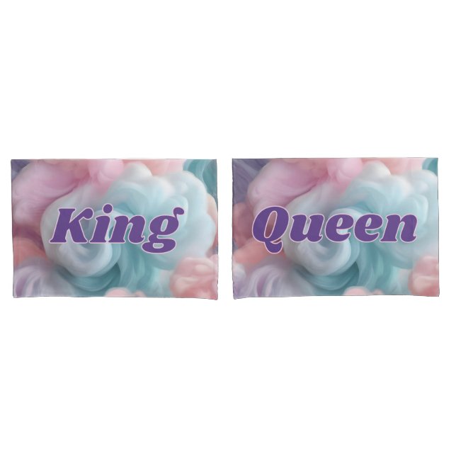 Kin e Queen Text em Cotton Candy Abstrato (Frente - conjunto)