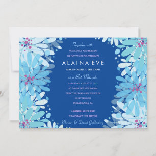 KINDA BLUE FLOWERS Bar Bat Mitzvah Convite