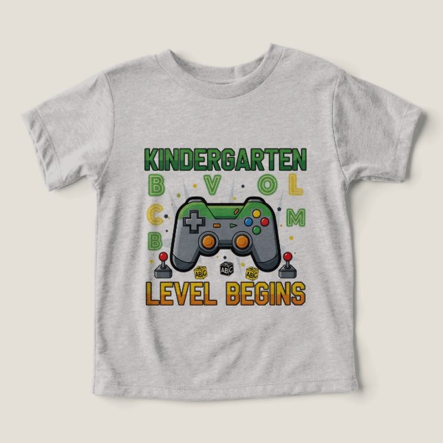 Kindergarten Level Begins T-shirt, Back to School (Design frontal)
