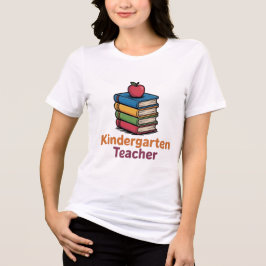Kindergarten Teacher Cute Books Apple Women T-Shir