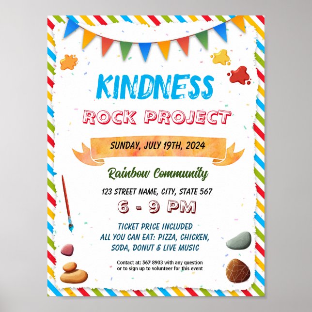 Kindness Rocks - poster de evento de folheto (Frente)