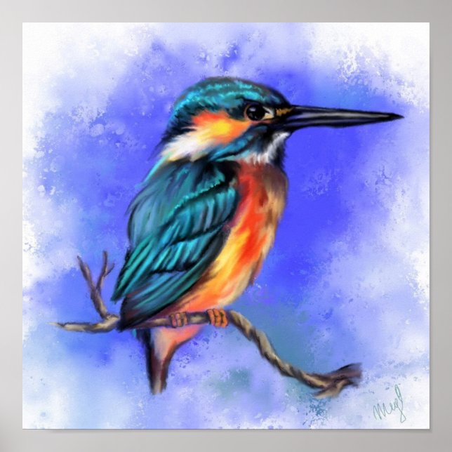 Kingfisher Bird Poster - Pintura (Frente)