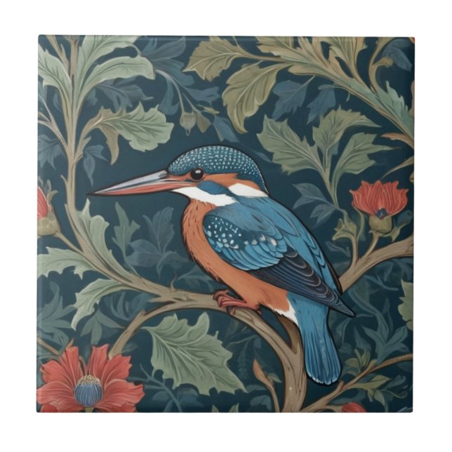 Kingfisher Bird William Morris Estilo à esquerda (Frente)
