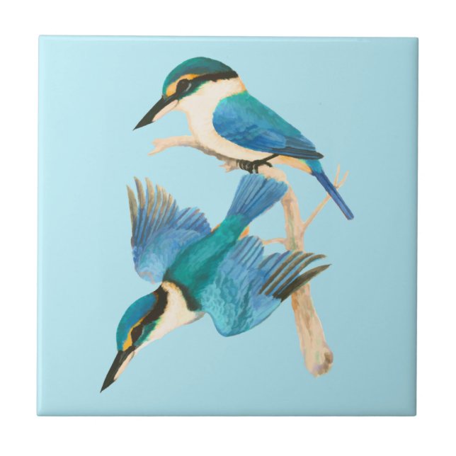 Kingfisher Birds Watercolor Azul (Frente)