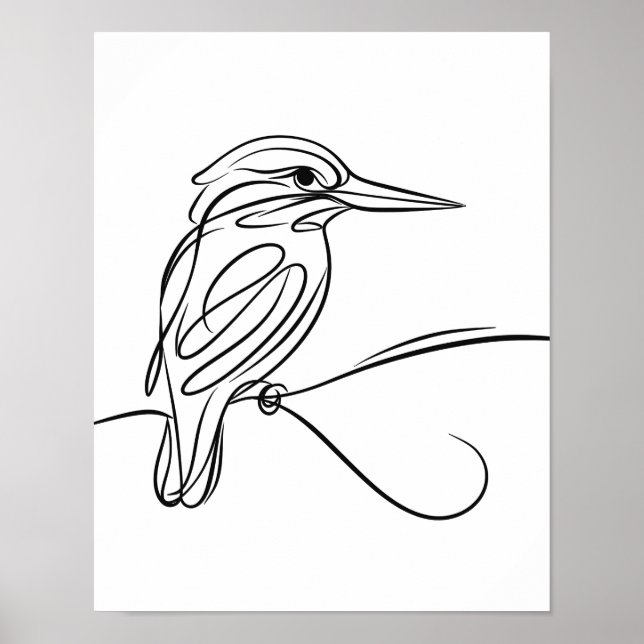 Kingfisher Line Art Irish River Poster (Frente)