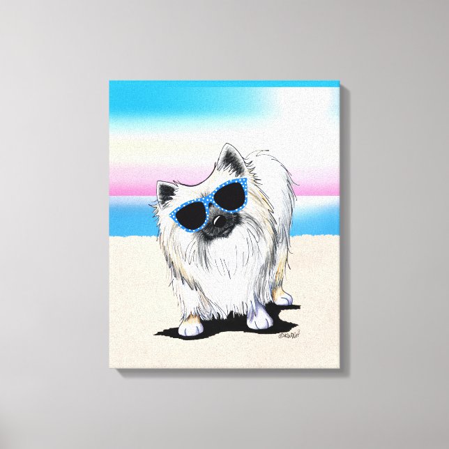 KiniArt Chester Pomeranian Dog Beach Canvas Print (Frente)