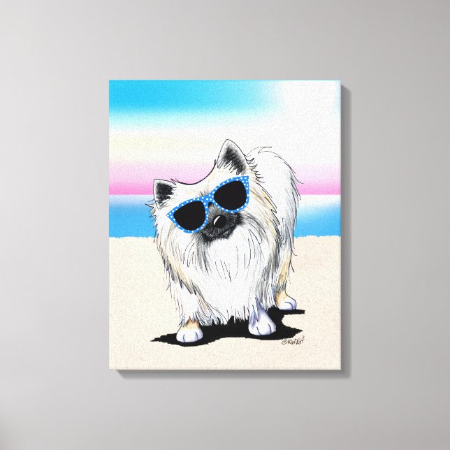 KiniArt Chester Pomeranian Dog Beach Canvas Print (Frente)