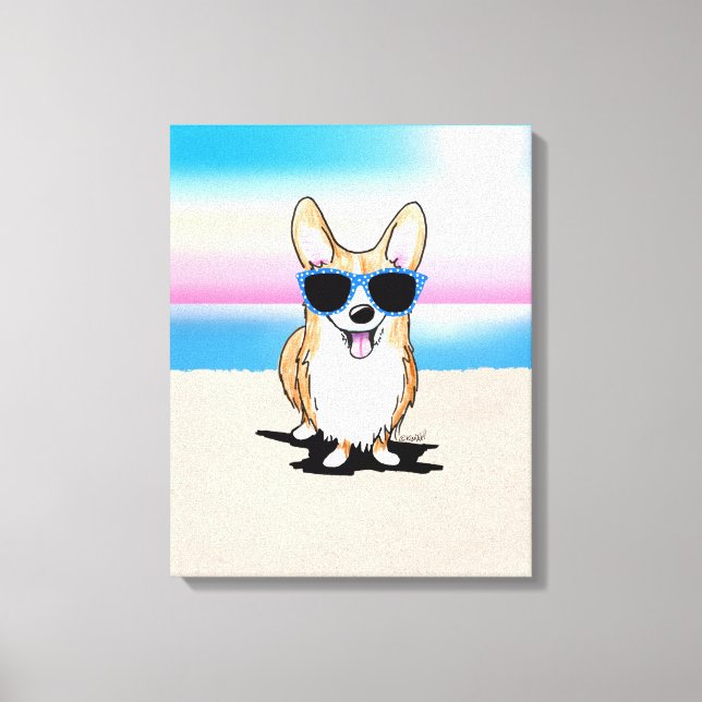 KiniArt Corgi Dog Beach Canvas Print (Frente)