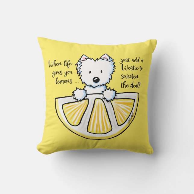 KiniArt Life Lemons Westie Almofada Decorativa (Frente)