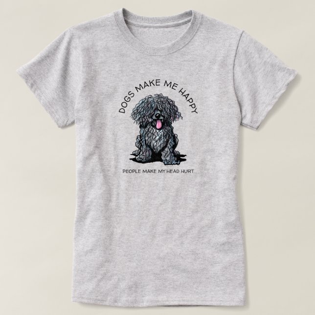 KiniArt Puli Amante de Cães Camiseta (Frente do Design)