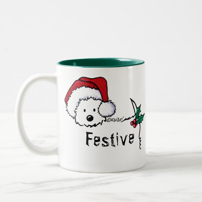KiniArt Westie Festivo Caneca de Natal (Esquerda)