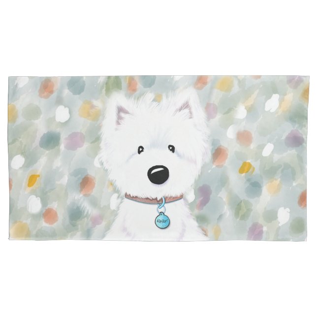 KiniArt Westie Impressions Estojo de Almofada (Frente-Esquerda)