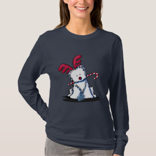 KiniArt Westie Terrier Reindeer Camisa Escura