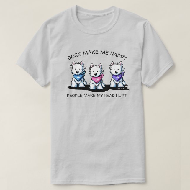 KiniArt Westie Trio Dog Amava Camiseta (Frente do Design)