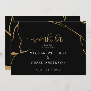 Kintsugi Abstrato preto e Dourado Japonês Moderno