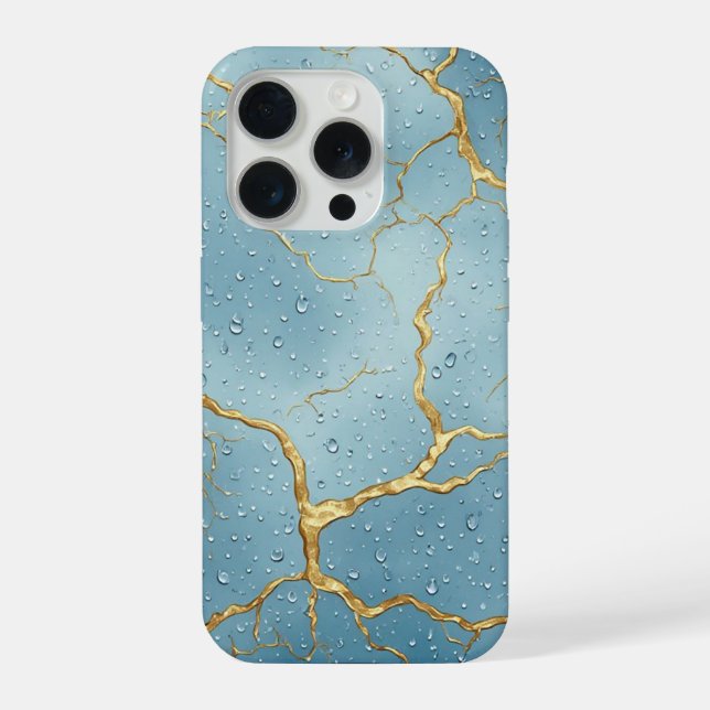 💙 Kintsugi Dourado Rachaduras ✨ Gotículas de Água (Verso)