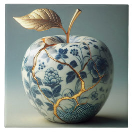 Kintsugi porcelain apple Japanese art gold-infused