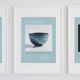 Kintsugi Pottery Poster Series | Azul macio