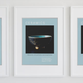 Kintsugi Pottery Poster Series | Azul pálido