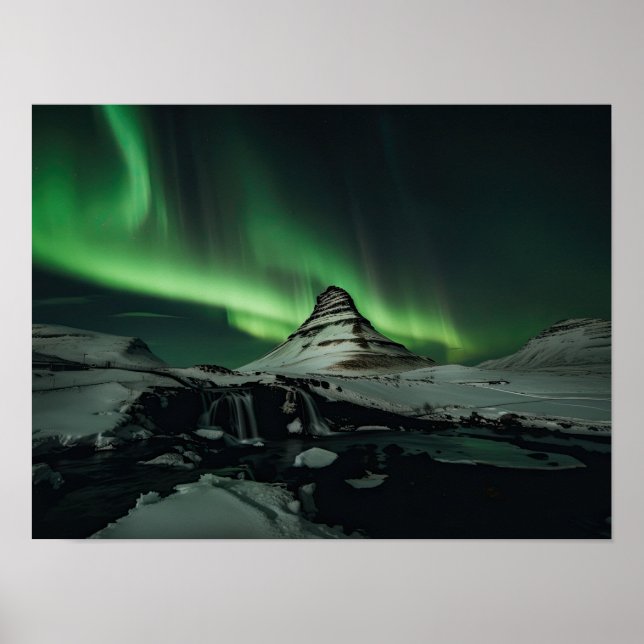 Kirkjufall e luzes nortes poster (Frente)
