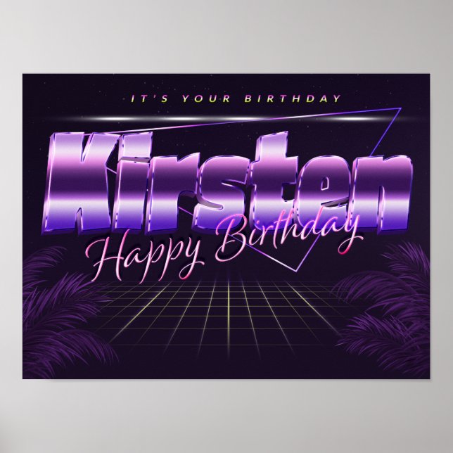 Kirsten Name Vorname lila retro Poster Geburtstag (Frente)