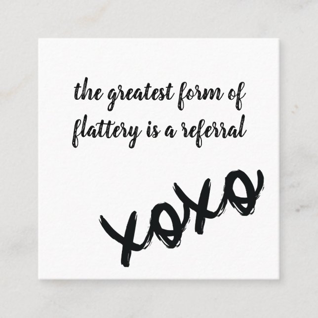 Kisses XOXO - Cartão de Referência Preto Branco e  (Frente)