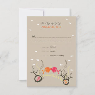 Kissing Fishes Corals Beach Whimsical Weding RSVP