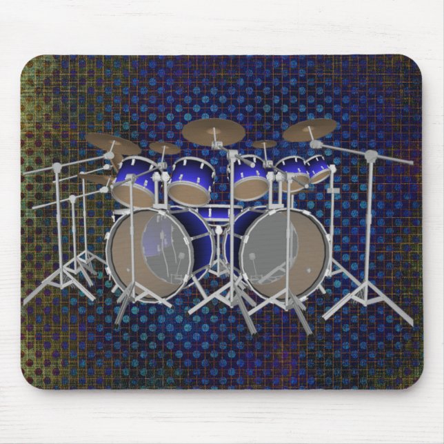 Kit de Bateria 10 Peças: Gradiente Azul: Mousepad  (Frente)