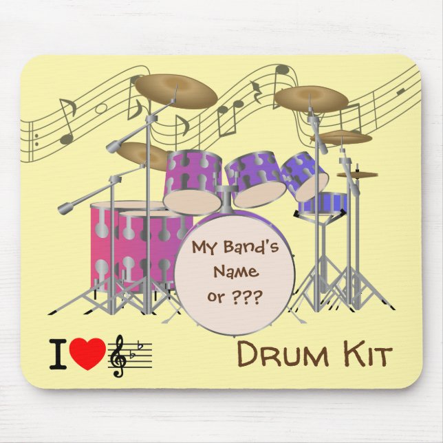KIT DE BATERIA em um Mouse Pad #2 - Eu ''Amo'' Mús (Frente)