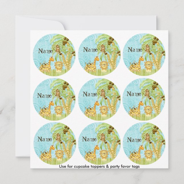 Kit de Chá de Topper do Cupcake para Bebê da Giraf (Frente)