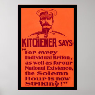 Kitchener diz o poster WW1 britânico do vintage d