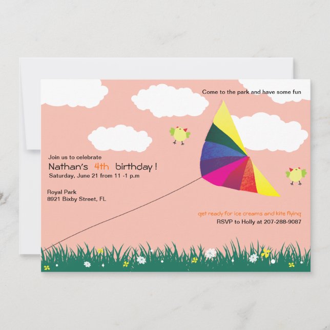 Kite Flying - Aniversários de criança de convites  (Frente)