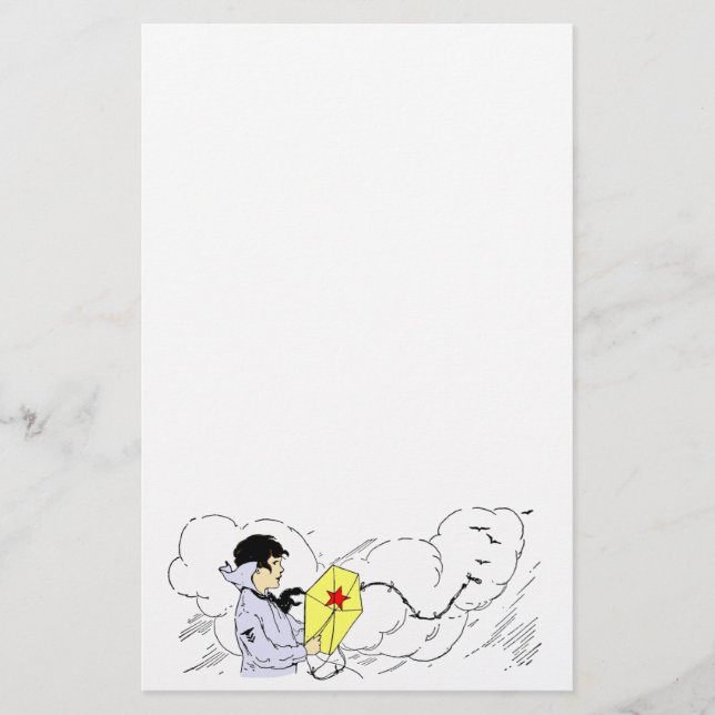 Kite voando em uma papelaria do Dia do Vento (Frente)