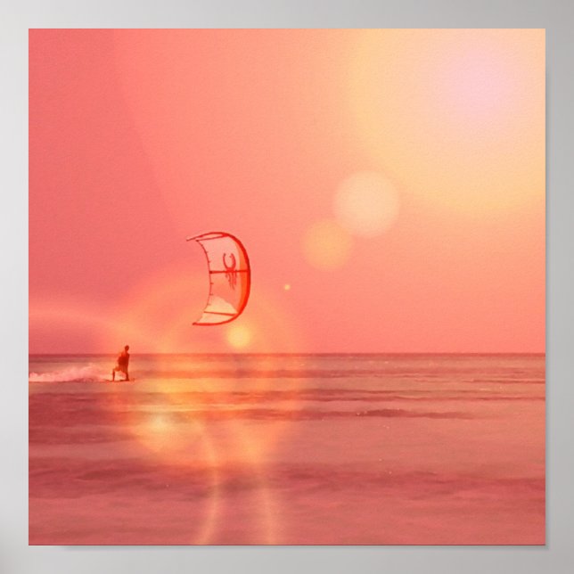 Kiteboarder Sunset Impressão (Frente)
