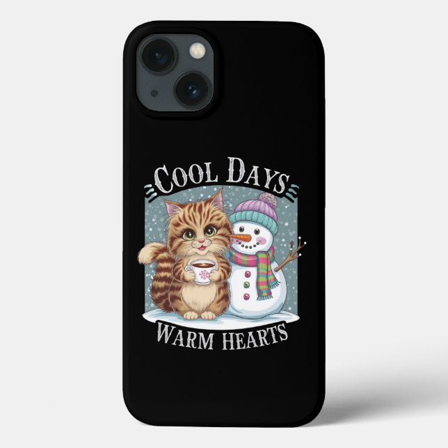Kitten Cat e Snowman Amigos Compartilham Café Wint (Verso)