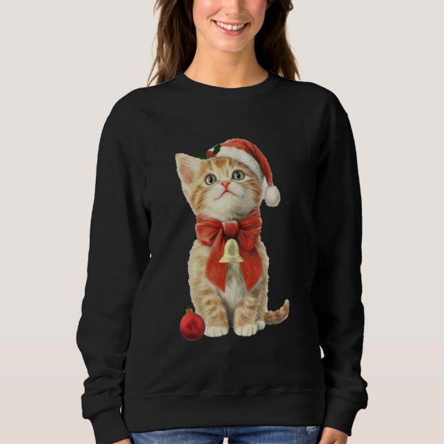 Kitten de Natal com Suéter e Ornamento Vermelho (Frente)