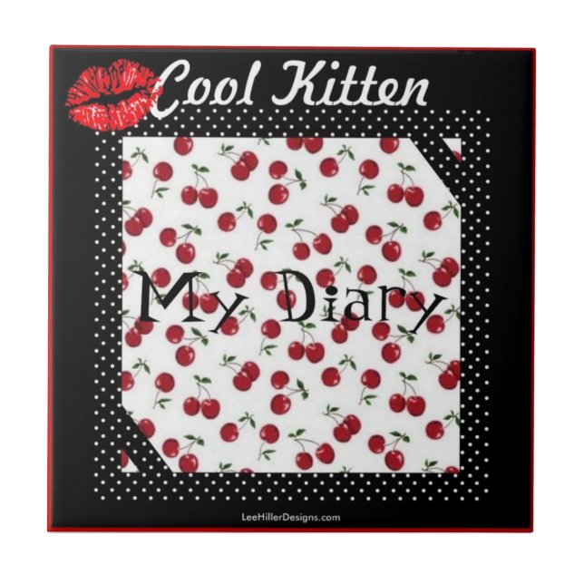 Kitten Legal RAB Rockabilly Cereja Tile Impressão  (Frente)