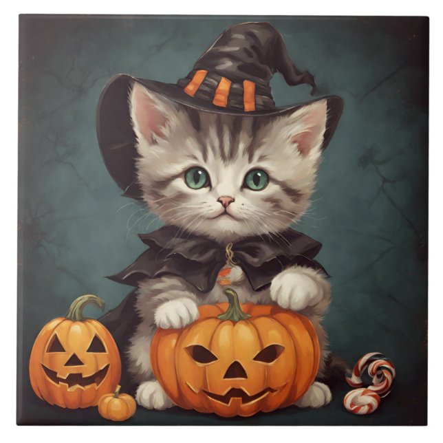 Kitten no Halloween Costume e Jack-O-Lanterna (Frente)