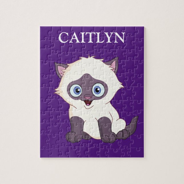 Kitten quebra-cabeça com o nome de criança persona (Vertical)