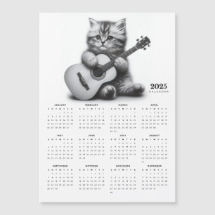 Kitten Segurando Calendário Magnético Do Violão Ac