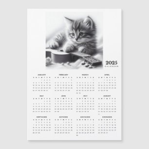 Kitten Sugado com um Calendário do Magnet da Guita