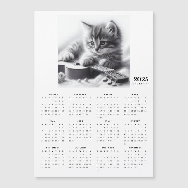 Kitten Sugado com um Calendário do Magnet da Guita (Frente)