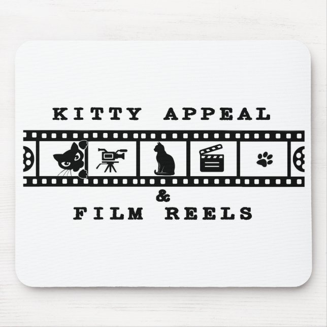 Kitty Appeal & Film Reels Mouse Pad (Branco) (Frente)