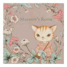 Kitty Cat Floral Personalizado Nome Girly Kitten F
