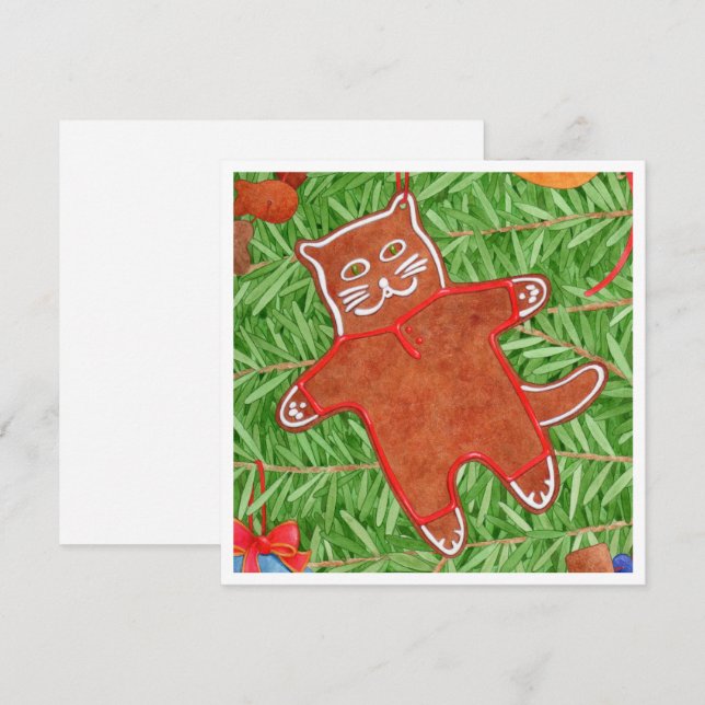 KITTY DE BISCOITO DE NATAL 5.25" Cartão Quadrado P (Frente/Verso)