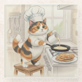 Kitty Kitchen, Calico, Glass Coaster