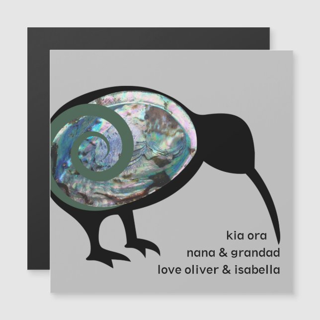 KIWI BLACK PAUA FERN KORU NEW ZEALAND PERSONALIZAD (Frente/Verso)