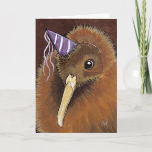 Kiwi com Chapéu de Festa - Cartão Personalizável d