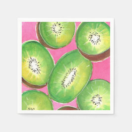 Kiwi com guardanapo cor-de-rosa verde-neto e rosa