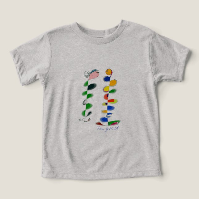 Kleinkinder Shirt mit zwei bunten lustigen Figuren (Design frontal)
